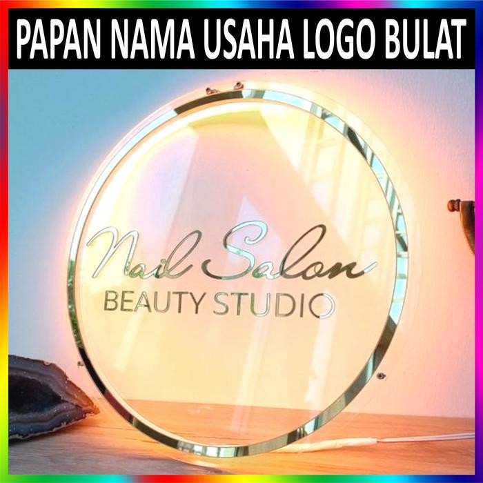PREMIUM Papan Nama Toko Papan Usaha Logo Signage Akrilik Bulat Kotak CUSTOM Bebas Murah Cepat