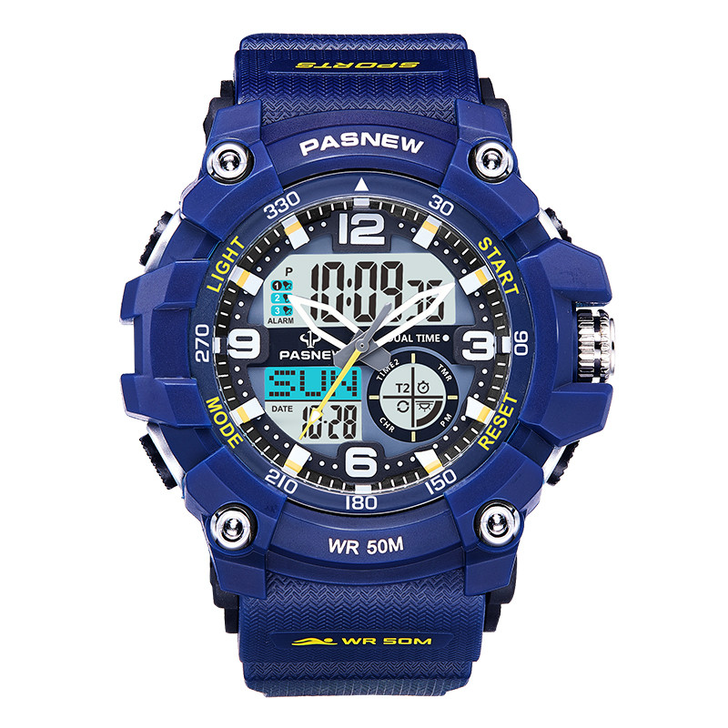 Top Luxury Brand Pasnew Watches Fashion Sports Watch Men Dual Display Quartz Watches Silicone Watch 