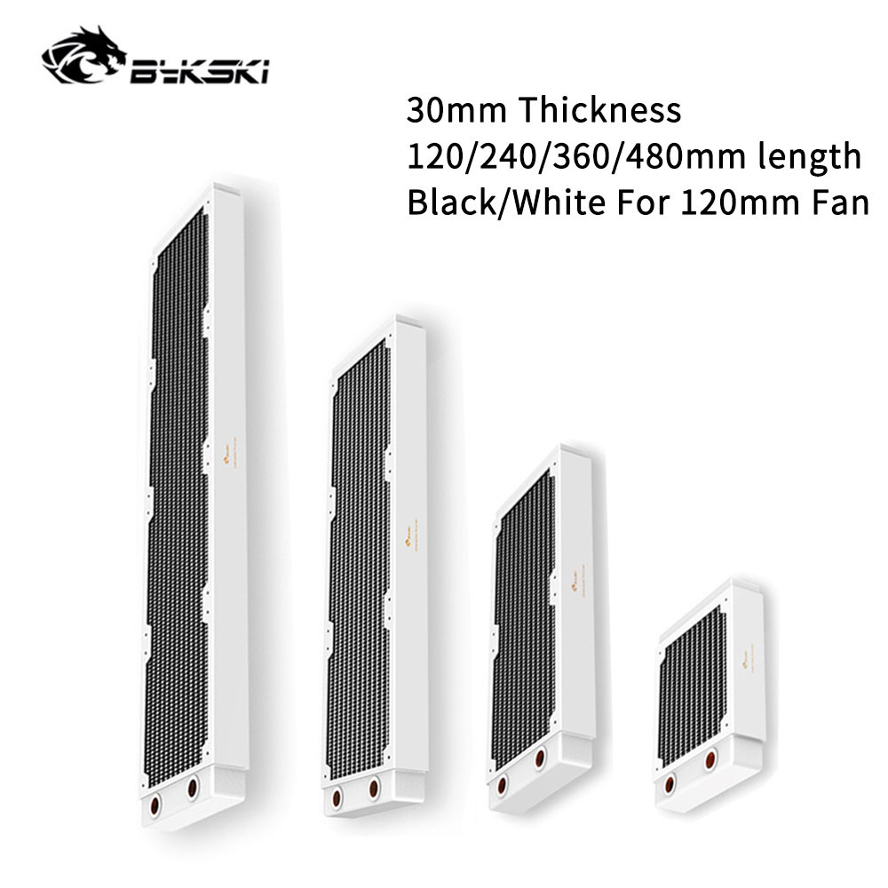 Bykski PC Pendingin Radiator Tembaga Merah Seri RC, Tebal 30Mm untuk Heatsink PC Kipas 12Cm, Putih/H