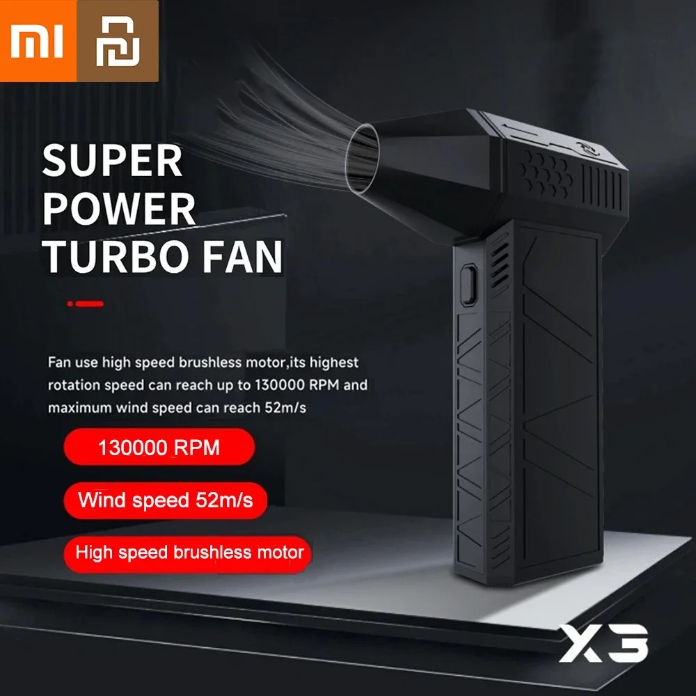 Xiaomi Mijia New X3 Violent Blower Mini Turbo Jet Fan Handheld Brushless Motor 130000 Rpm Wind Speed