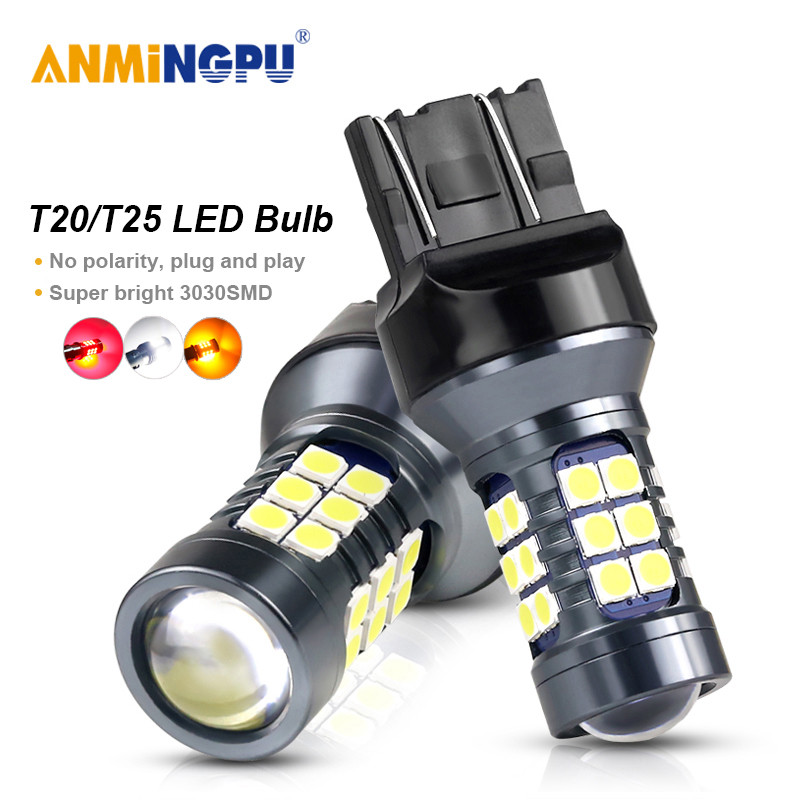 ANMINGPU 2x Lampu Sinyal T20 Led 7443 W21/5W W21W 7440 Led Canbus 3030SMD T25 3157 P27/7W Led 3156 P