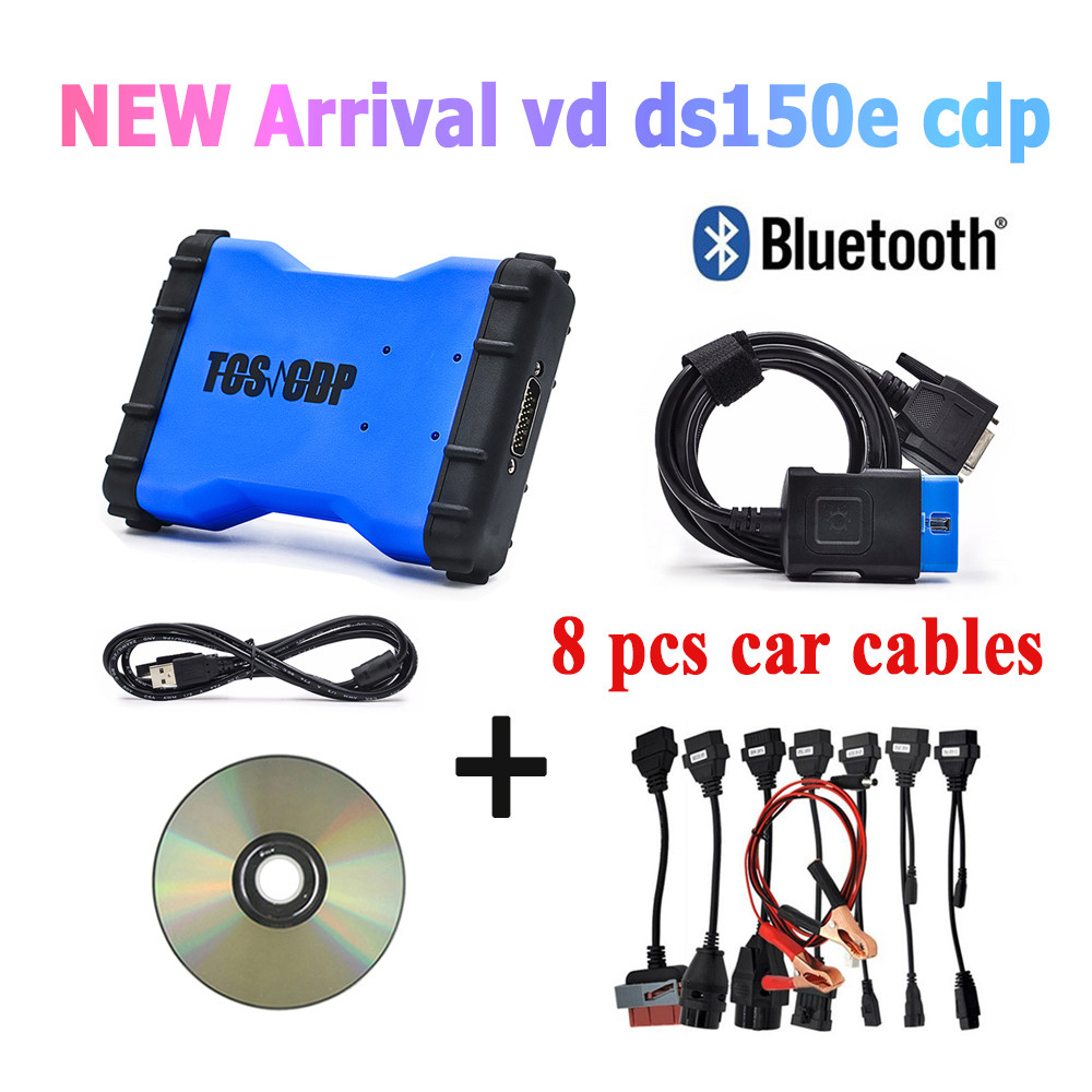 2023 Biru VD TCS CDP VD DS150E CDP dengan Bluetooth 2021.11 Keygen untuk TNESF DELPHIS ORPDC Obd2 Al