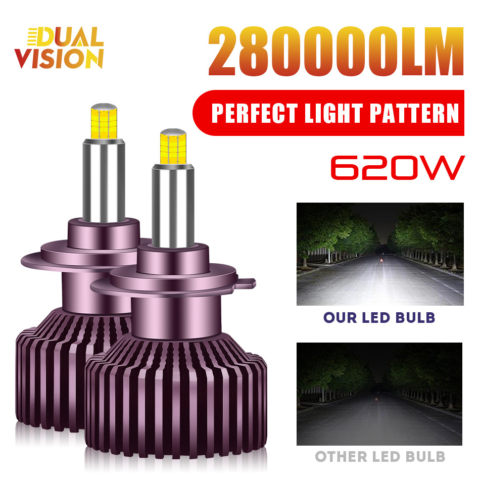 2 Buah Bohlam Lampu Mobil Led H7 Canbus Mini Super Terang H4 H1 H11 9005 H8 Turbo LED 580W 280000LM 