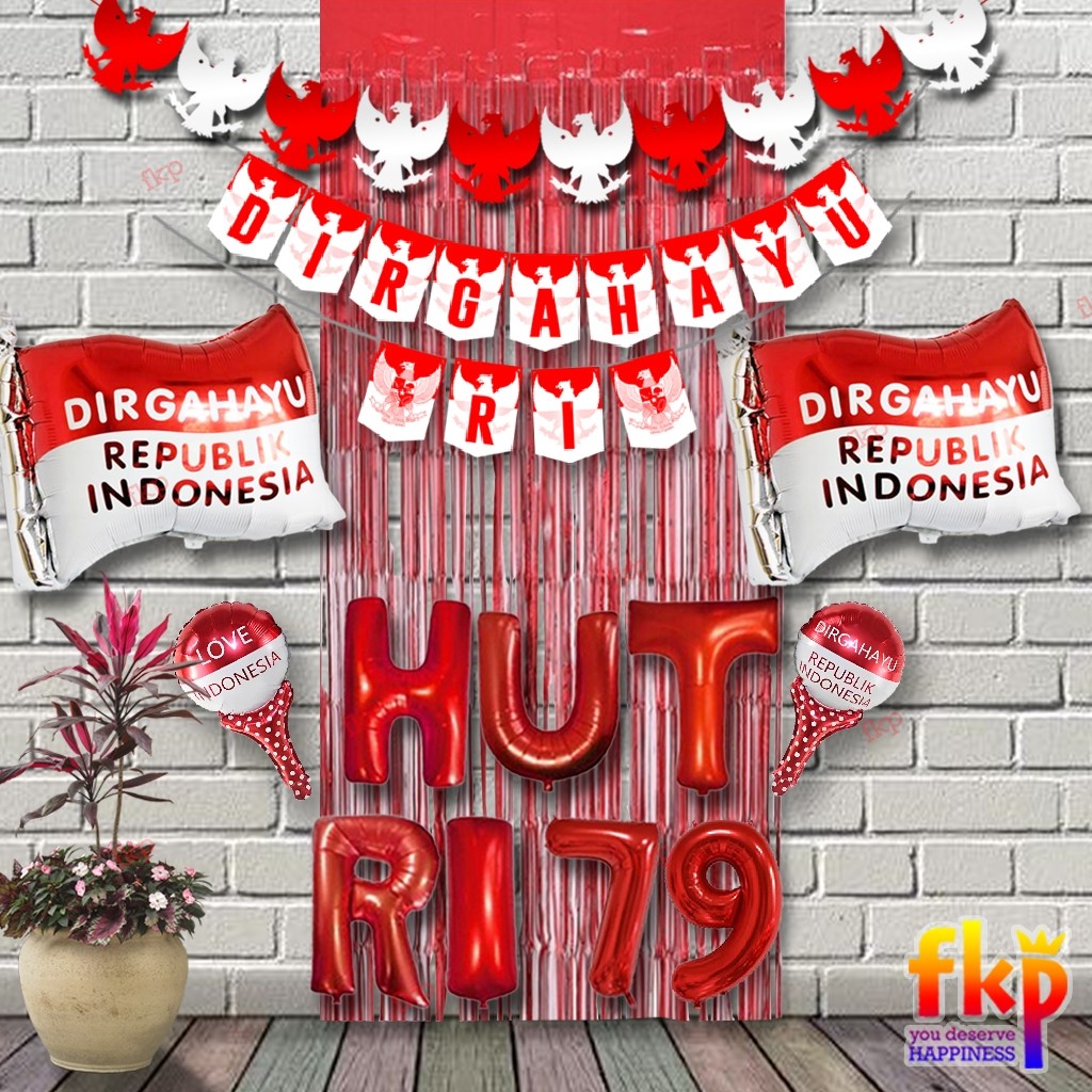 FUN KIDS PARTY Paket Dekorasi Balon Dirgahayu RI / Balon HUT RI / Dekorasi 17an Agustusan / Hiasan