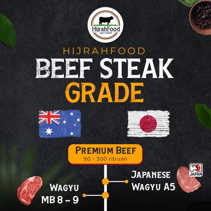 

Hijrahfood Topside Beef Wagyu Steak MB 6-7 / 8-9 AUS Daging Sapi Wagyu Cut