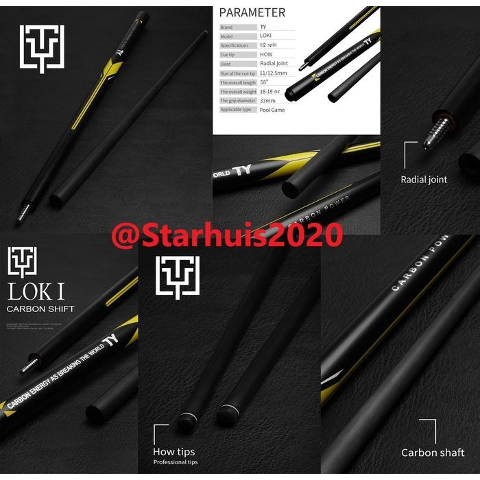 Billiard Cue Stik Carbon Fiber Shaft Cue Stik Play Premium TY by FURY