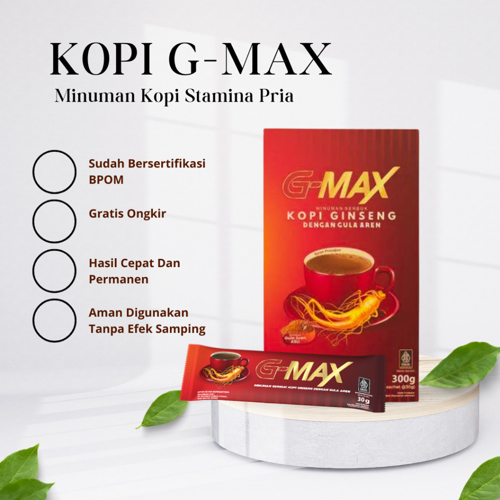

KOPI G-MAX MINUMAN KOPI GINSENG 1 BOX ISI 10 SACHET ORIGINAL TERLARIS