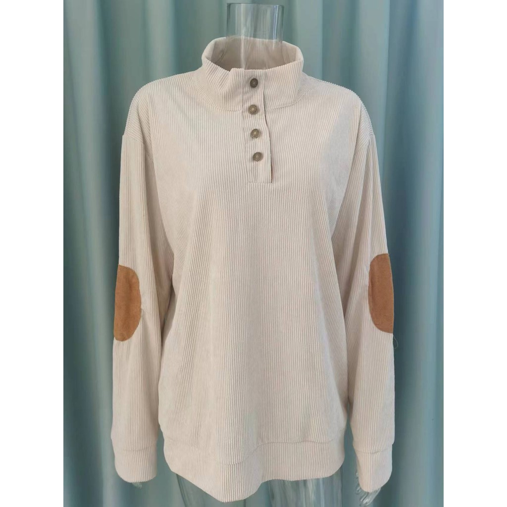 Men's stand-alone Amazon hoodie corduroy combo Henley Shirt Men's casual long-sleeved T-shirt