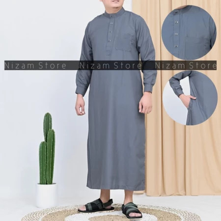 Gamis Pria Jubah Pria COD Gamis Pria Jubah Polos Lengan Manset Kancing Snap Panjang Pria Dewasa Musl