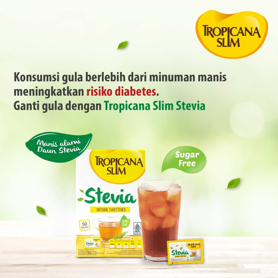 

Tropicana Slim Sweetener Stevia 100 Sachet - Pemanis Alami untuk Batasi Gula