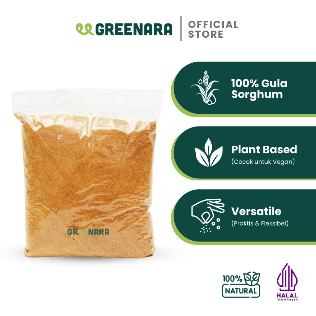 

Greenara Natural Sweetener Sorghum Sugar 1Kg / Gula Sorghum / Pemanis Alami