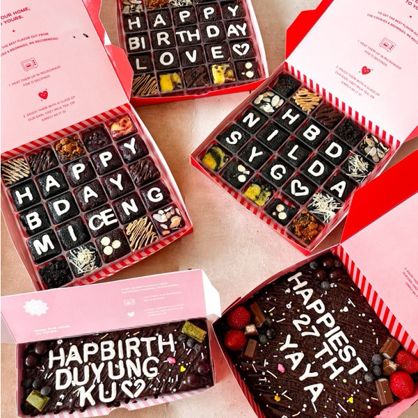 

Cascara Cookies - Kue Fudgy Brownies Custom Kue Cokelat Full Ultah Hampers Tulisan Huruf 25x8cm