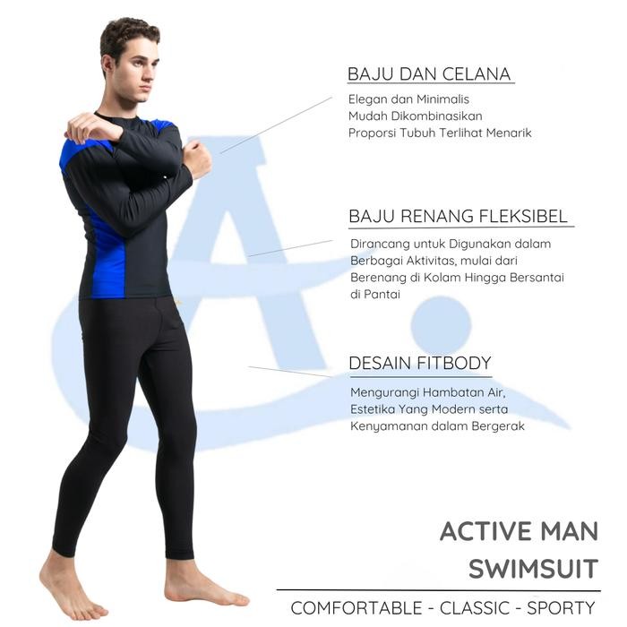 Terlaris Baju Renang Pria Speedo Panjang Dewasa Setelan Celana Renang Panjang