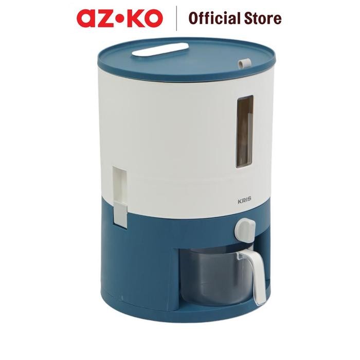 

AZKO Kris 6 kg Tempat Beras Rotary - Putih/Biru Rice Container Food Grade Kotak Beras Wadah