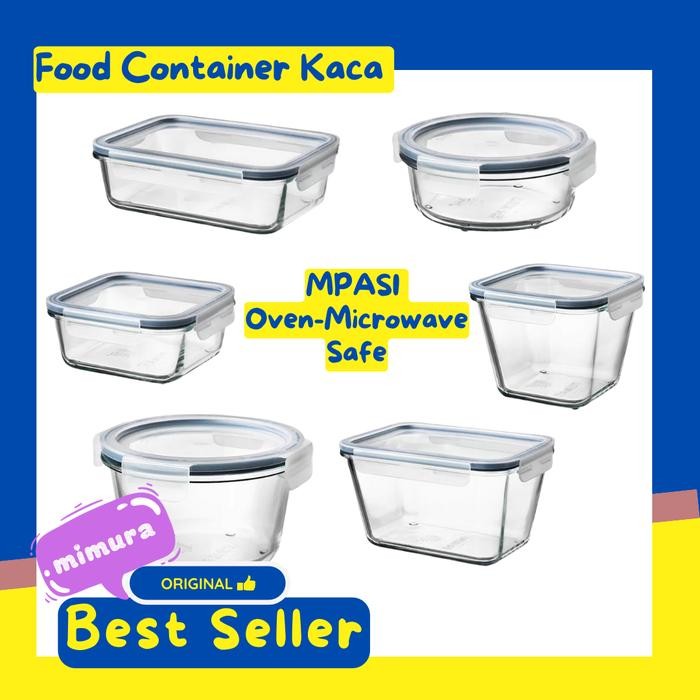 

Wadah Makanan Kaca Food Container Kaca Kedap Udara Microwave Oven Safe