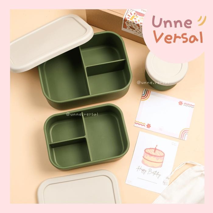 

[ Unne.versal ] - kotak bekal silikon (sekat 3) kapasitas 700/1.300 ML