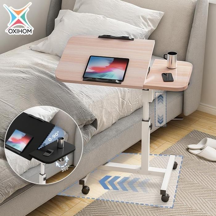 

OXIHOM MEJA LAPTOP MEJA MAKAN RANJANG MEJA BELAJAR KERJA PORTABLE RODA BESI KAYU FURNITURE