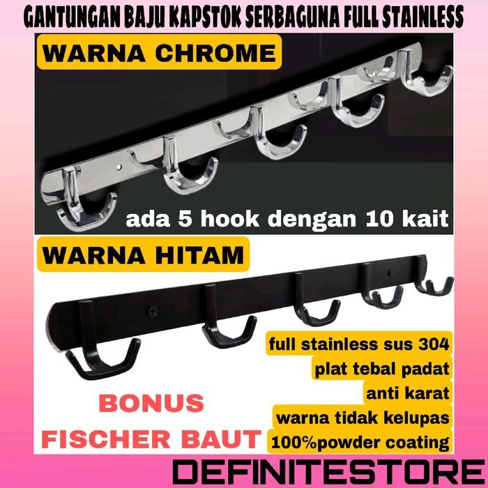 Gantungan Baju Kamar Mandi Stainless Gantungan Baju Dinding Stainless Kapstok Rak Gantungan Baju