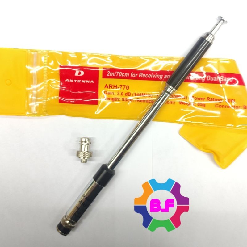 ANTENA HT ARH-770 + KONEKTOR MOTOROLA D'ANTENA ARH 770 DUALBAND DUAL LOADING