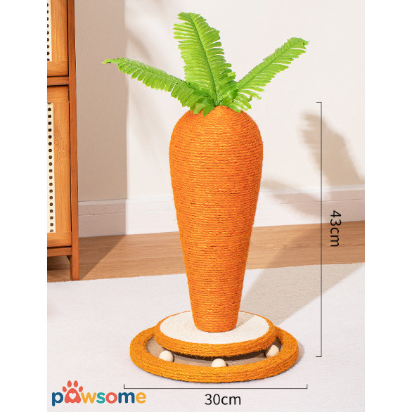 RB22 PAWSOME Garukan kucing/tempat cakaran kucing/cat scratcher berbentuk wortel, tersedia 4 varian