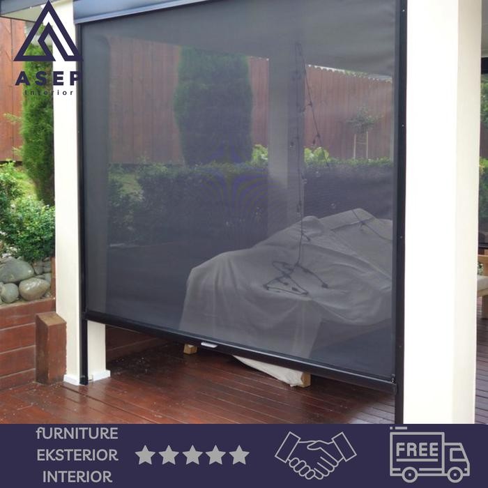 krey outdoor bahan pvc / tirai gulung outdoor