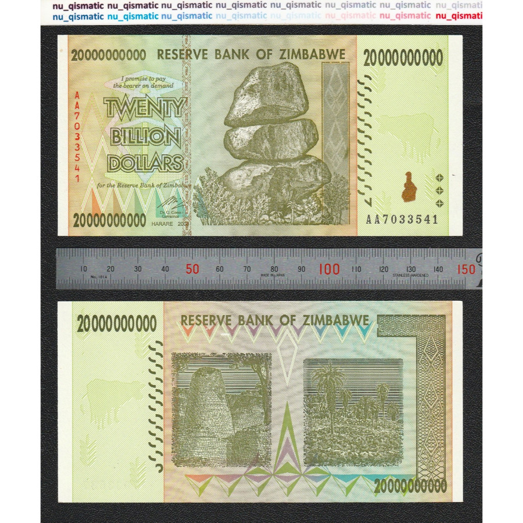 RB22 Uang Zimbabwe 20 Billion 20 Miliar Dollars 2008, Grade UNC Baru Super Gress P# 86