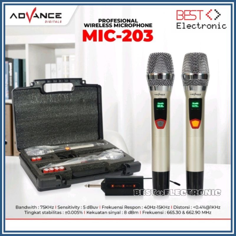 Advance Microphone Mic Double Wireless + Receiver MIC 203