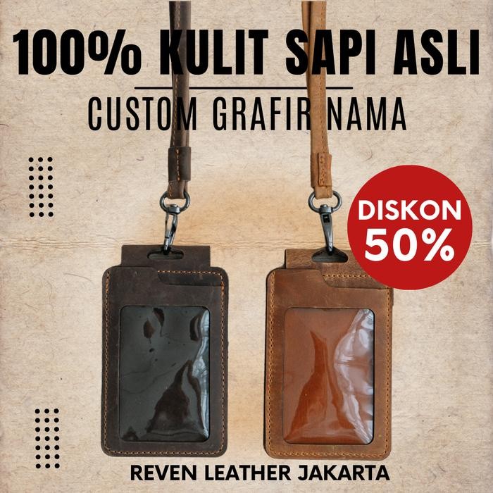 

Reven Leather Jakarta - Arca ID Card Lanyard Kulit Asli Model Kalung Name Tag Kekinian Perempuan