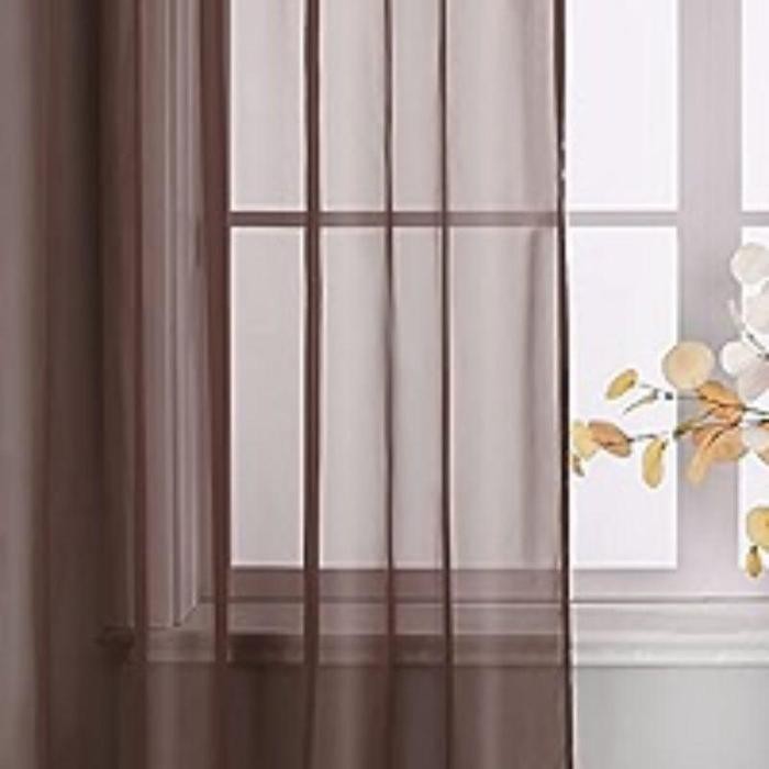 Vitrase Gorden Polos Warna Coklat Model Smokring Lebar 150Cm