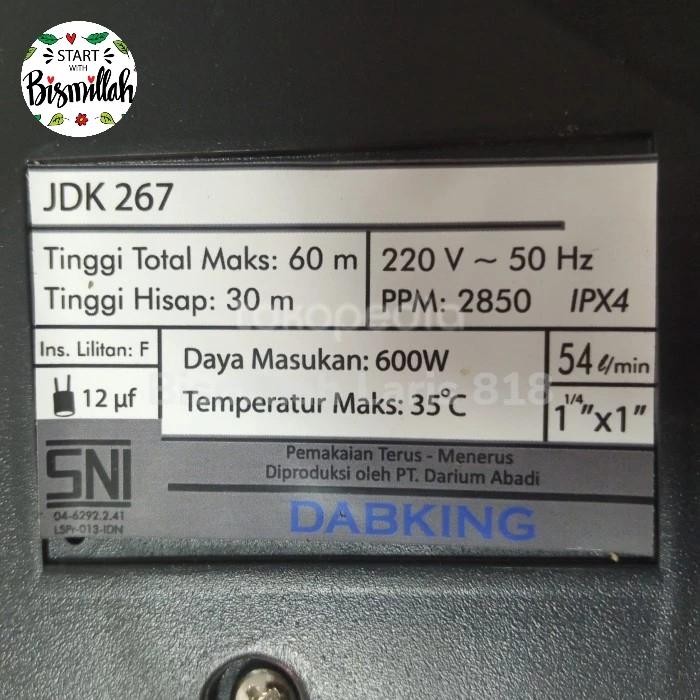 Terhemat Pompa Air Jet Pump Dab King Jdk 267 Tanpa Tabung