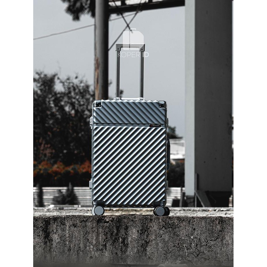 Koper Hardcase Aluminum Polo City No Zipper Size Bagasi 24 Inch - 7001