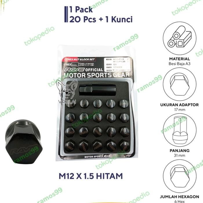 LUG NUT MUR RODA VELG RACING VARIASI WARNA UNTUK MOBIL AVANZA XENIA BERKUALITAS