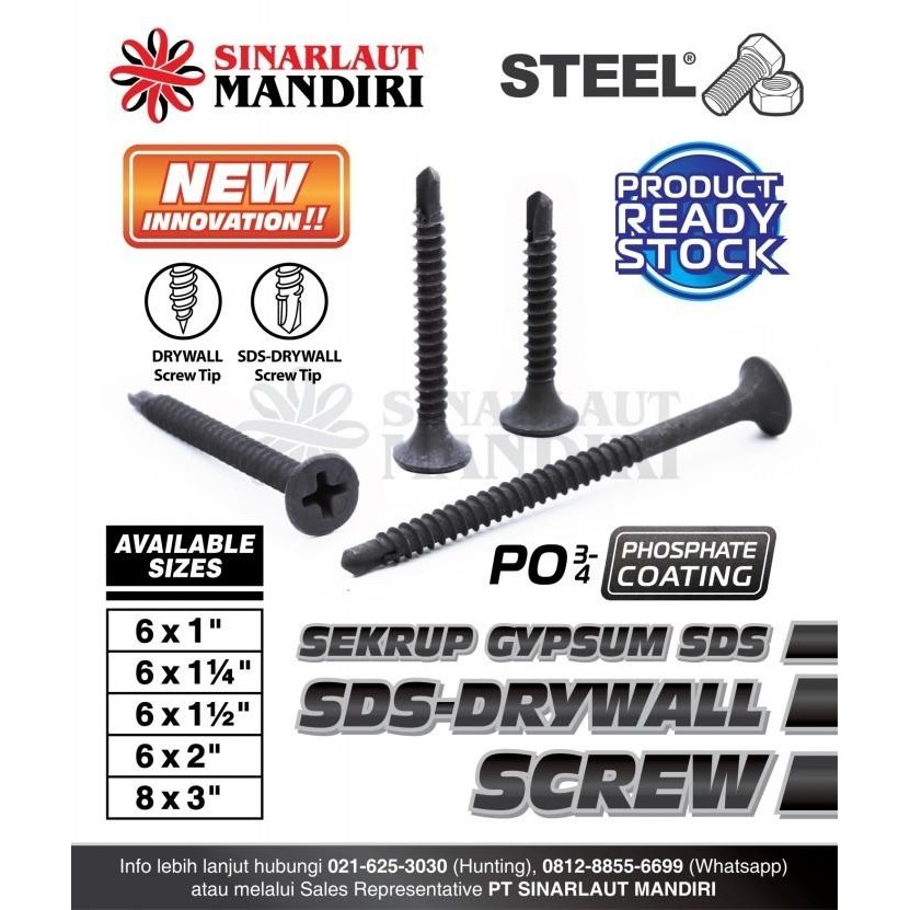 SEKRUP / SKRUP SDS GYPSUM DRYWALL / SDS DRYWALL SCREW 6 X 2"