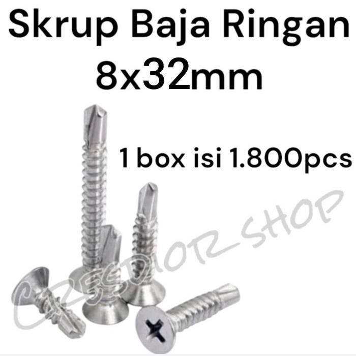 SKRUP SEKRUP BAJA RINGAN ROOFING OBENG 8MM 32MM 8X32MM 8X32 SDS FH BERKUALITAS