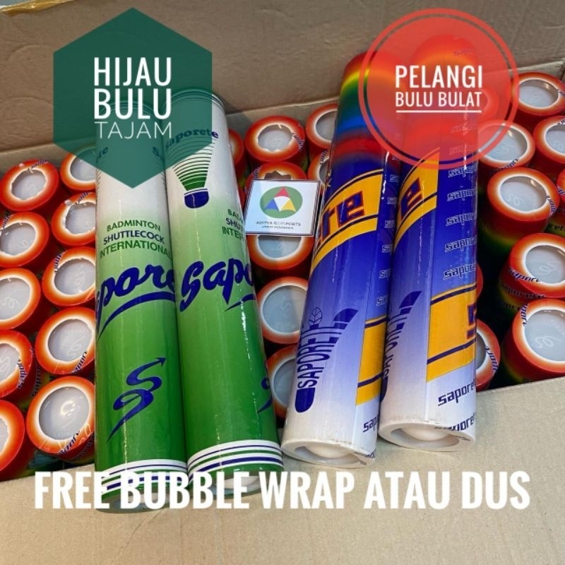 VIVE Kok Saporet SAPORETTE Saporete Hijau Pelangi Shuttlecock Badminton Bulutangkis Bulu Standar