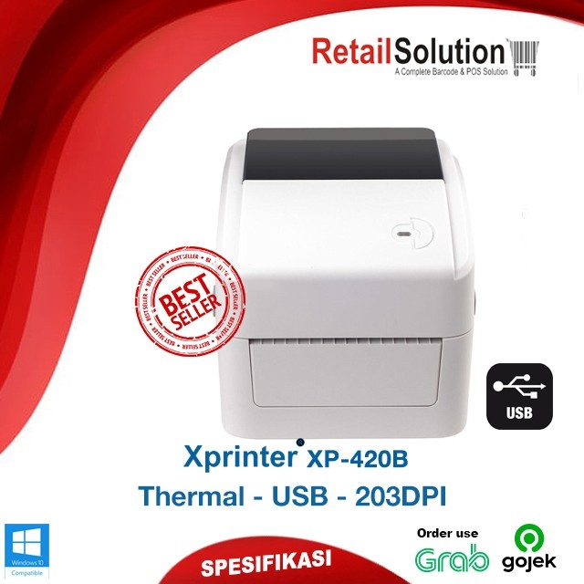 Printer Barcode Label Thermal USB - Xprinter XP420 / XP-420B / XP420B
