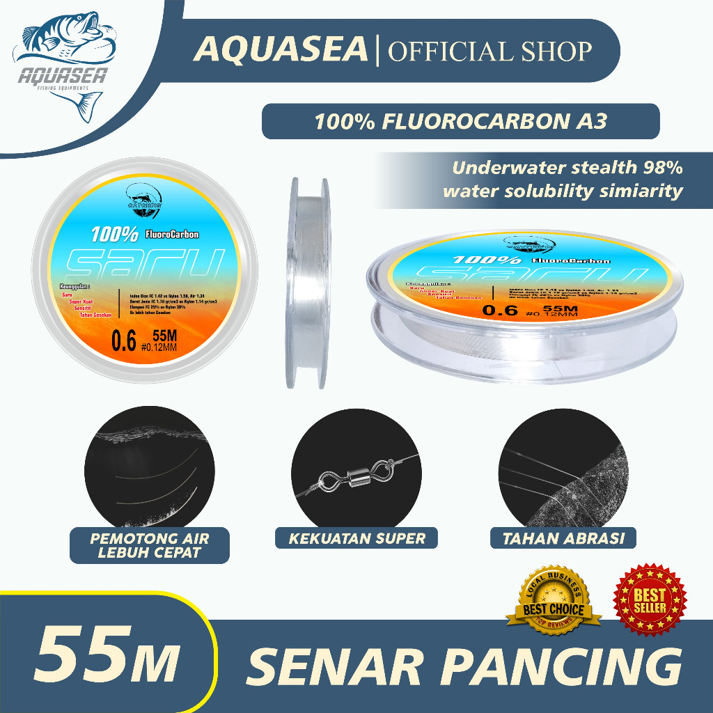 ID SENAR PANCING PUTIH PANJANG 55M NILON SARU MEMANCING PANCING IKAN SENAR PANCING NILON TERLIHAT