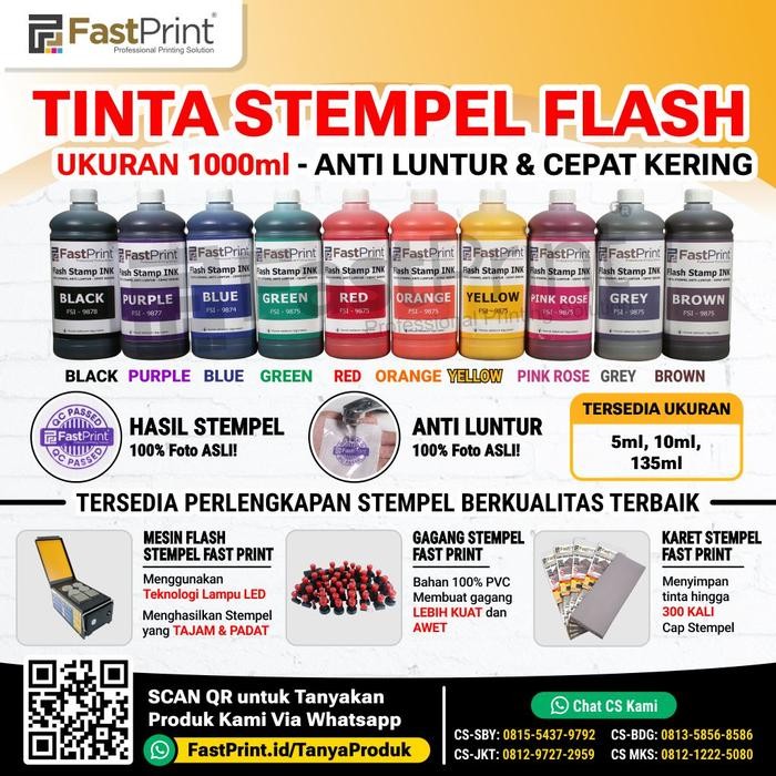 

TINTA STEMPEL FLASH FAST PRINT WARNA BIRU (BLUE INK) 1000ML