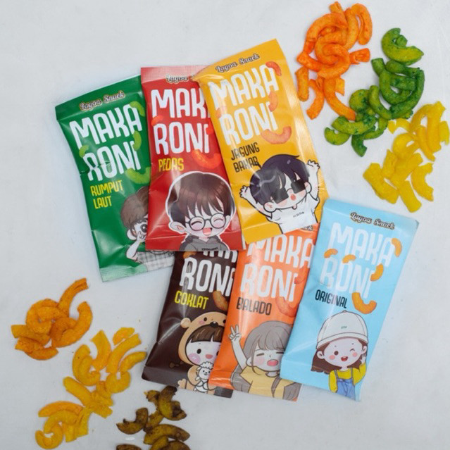 

waw [PAKET USAHA] ISI 60 PCS MAKARONI CUSTOM 6 RASA JUAL ECER 1000 Food Snack Camilan food halal