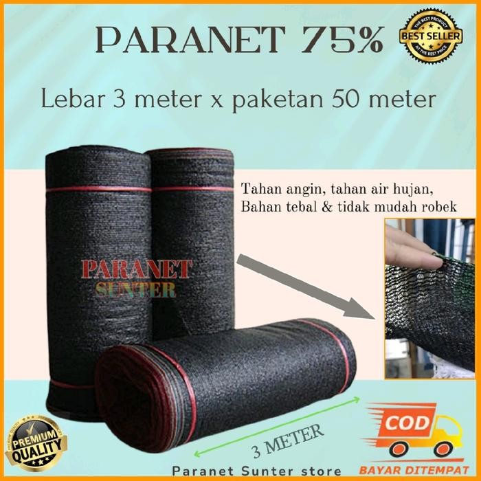 Paranet 75% lebar 3 meter x panjang 50 meter