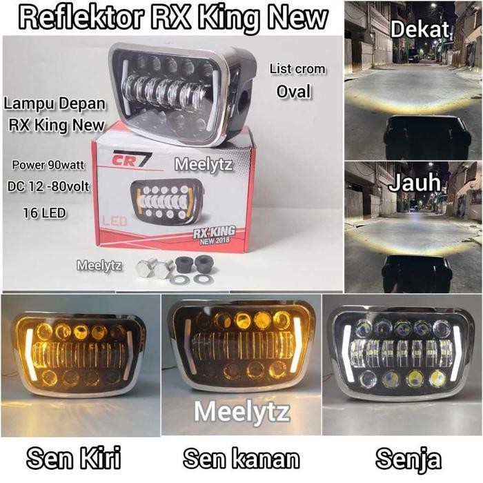 Reflektor RX King Original CR7 -Lampu Depan RX King New Tipe Oval list Chrome List