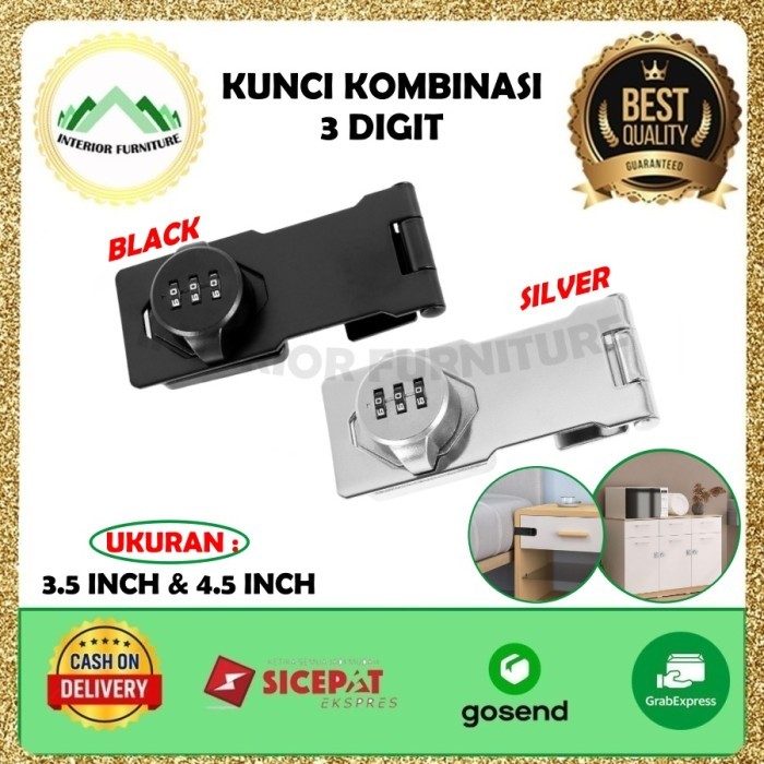 Kunci Gembok Anti Theft Kunci Kombinasi 3Digit Kunci Loker Password