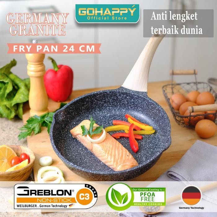 Penggorengan Granit Frypan Germany Granite GHG85 Panci frying pan Gohappy Dari Greblon C3 ORIGINAL