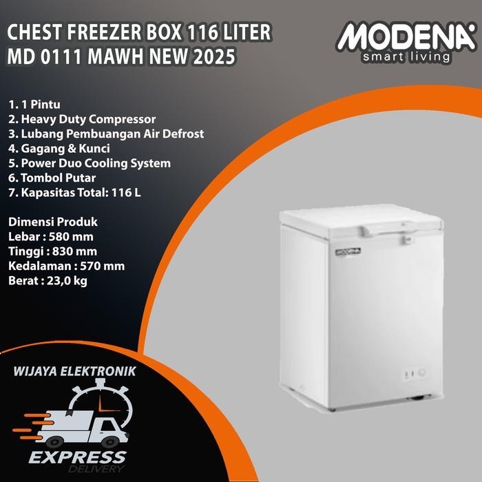 MODENA MD 0111 MAWH - Freezer box 116 Liter Modena Garansi Resmi / Chest freezer