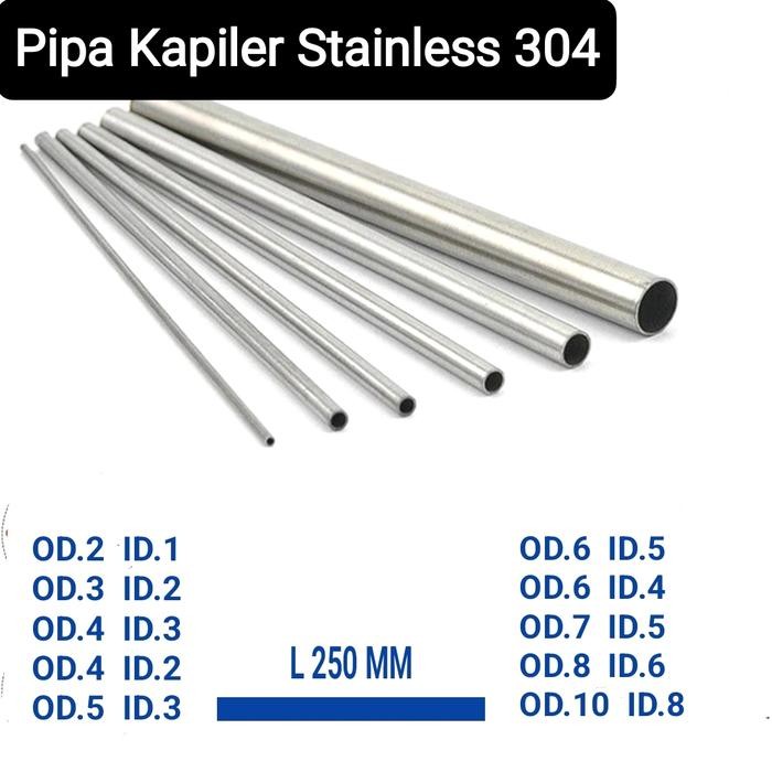 pipa kapiler stainless / Pipa tubing 0D 1mm 2mm 3mm 4mm 5mm L 250 MM