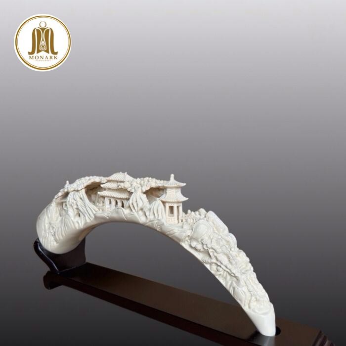 Terlaris Gading Dengan Ukiran Pemandangan Asia Gading Ukir Elfenbein Display