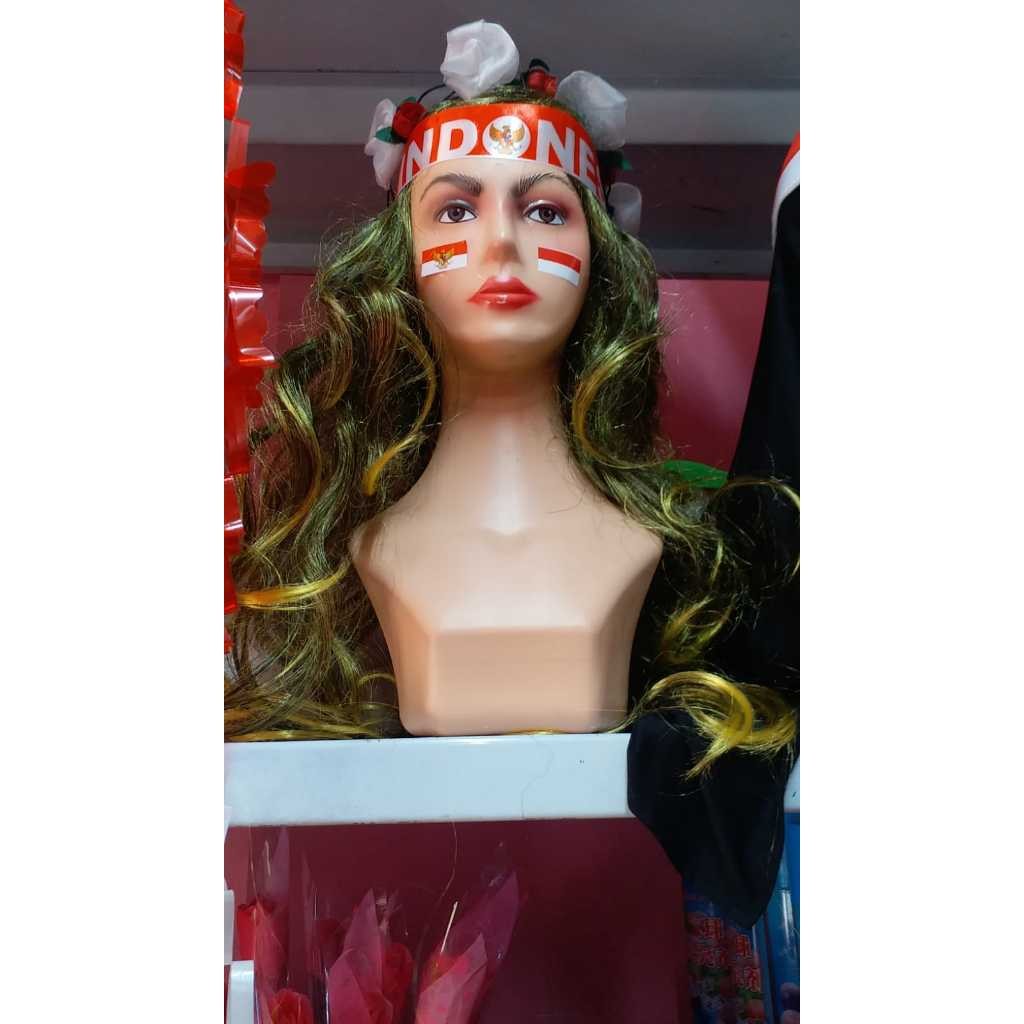 wig rambut panjang keriting warna warni mix palsu