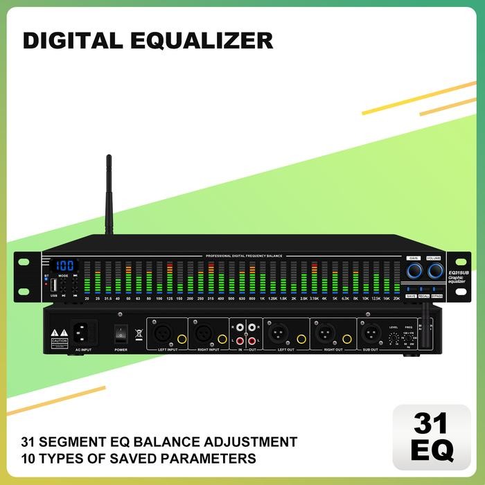 Ready JT Professional Pre EQ31SUB Digital Equalizer Efek VOCAL Bluetooth/USB 31-band tuner with