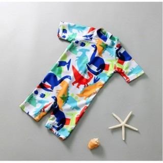 Baju Renang Anak Bayi Baby Laki Cowo Lengan Pendek Swimsuit Dino Jumpsuit Wetsuit Swimwear