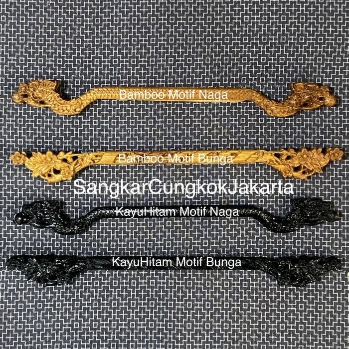Tangkringan Bambu dan Kayu Hitam Motif Naga D22 Pleci Kolibri
